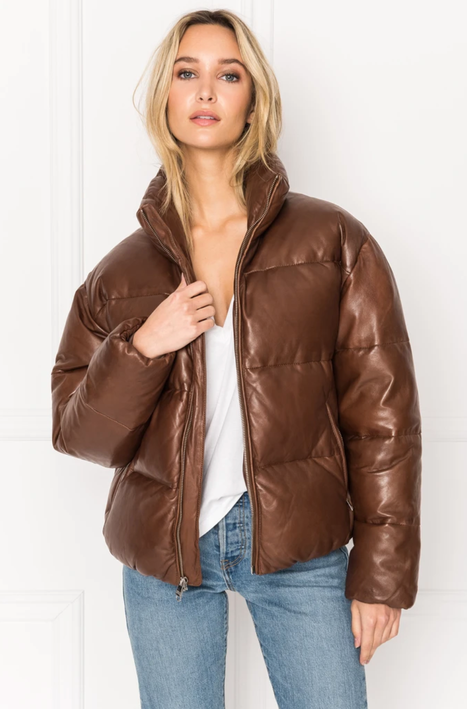 Lamarque iris leather puffer jacket top