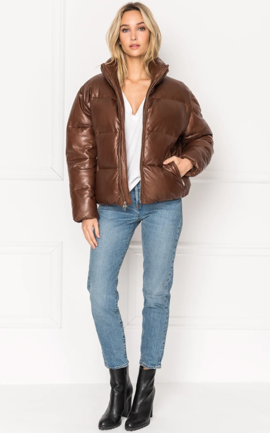 Lamarque iris leather puffer jacket sale